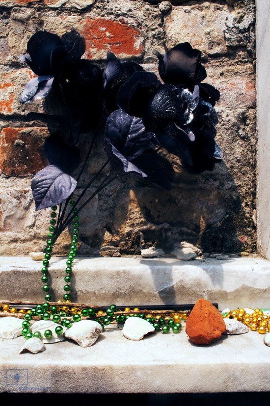 Black Flowers and Party Beads, St. Louis Cemetery No 1, New Orleans