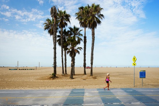 Jogger In Pink at the Beach, Santa Monica, California