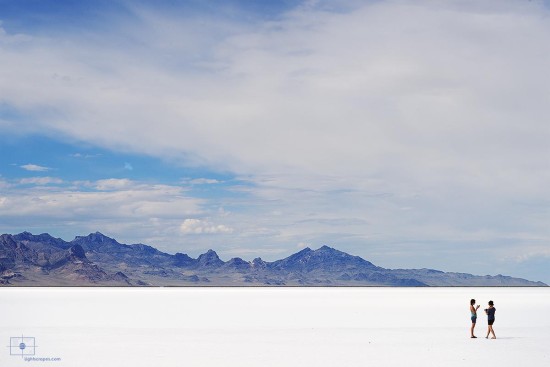 Two Women Talking on Bonneville Salt Flats, Wendover, Utah