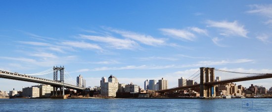Manhattan and Brooklyn Bridges with the East River, New York City Manhattan and Brooklyn Bridges with the East River, New York City