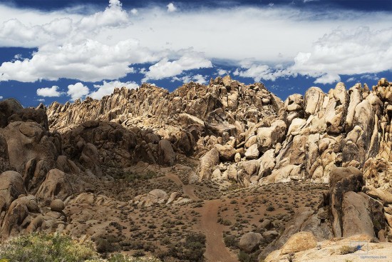 Trail through the Alabama Hills in Sun and Shadow, Lone Pine, California
