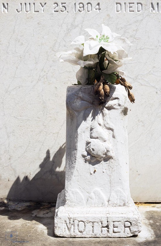 Cloth Lilies and Inscription of Mother, Lafayette Cemetery No. 1, New Orleans