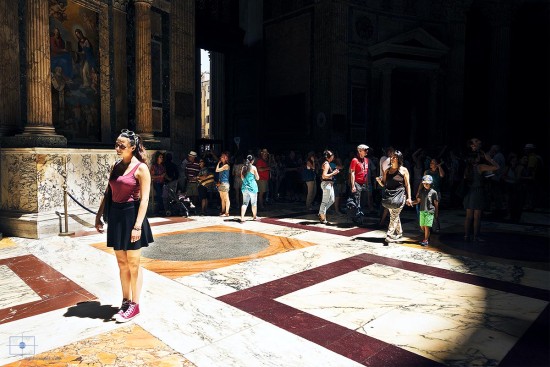 Woman Illuminated by the Oculus, Pantheon, Rome, Italy