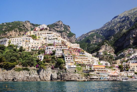 Positano from the Gulf of Salerno, Positano, Italy Positano from the Gulf of Salerno, Positano, Italy