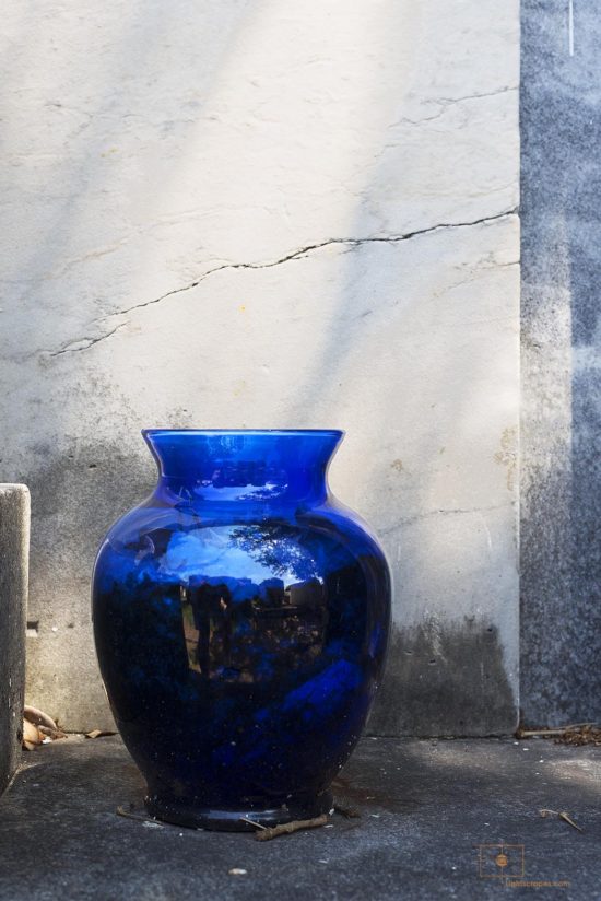 Blue Glass Vase, Lafayette Cemetery No 1, New Orleans