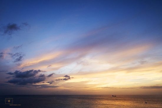 Freighter and Sailboat on Carlisle Bay, Bridgetown, Barbados