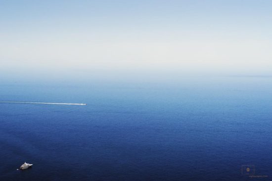 Yacht and Speedboat on the Gulf of Salerno from Le Tese, Positano, Italy