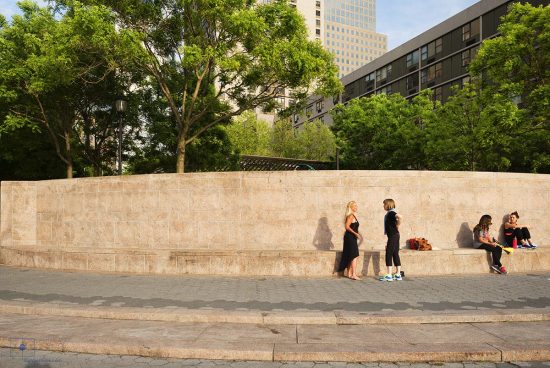 Women Talking by Wall, Hudson River Esplanade, New York City