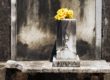Yellow Marigolds in Marble Vase with Papa and Mama Inscribed, Lafayette Cemetery No 1, New Orleans