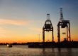 Ferry Entering the Atlantic Basin from the Buttermilk Channel at Sunset - Red Hook, New York